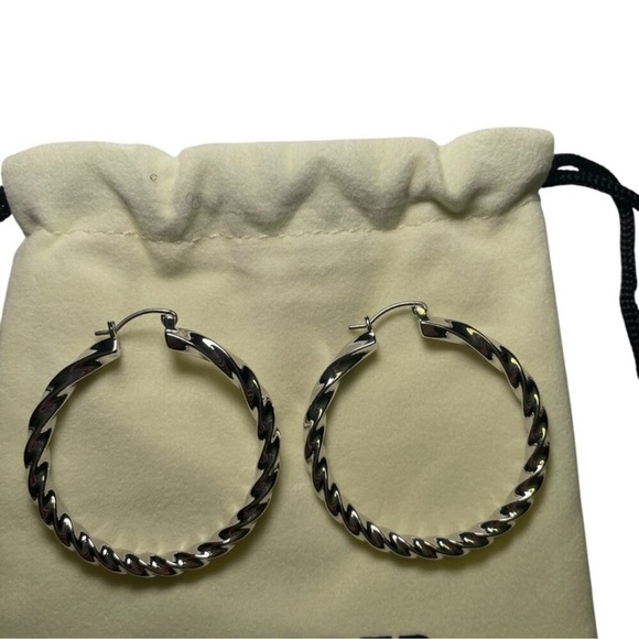 Rumored Cher Twisted Hoops Earrings Sterling Silver Plated NWT - Picture 3 of 4